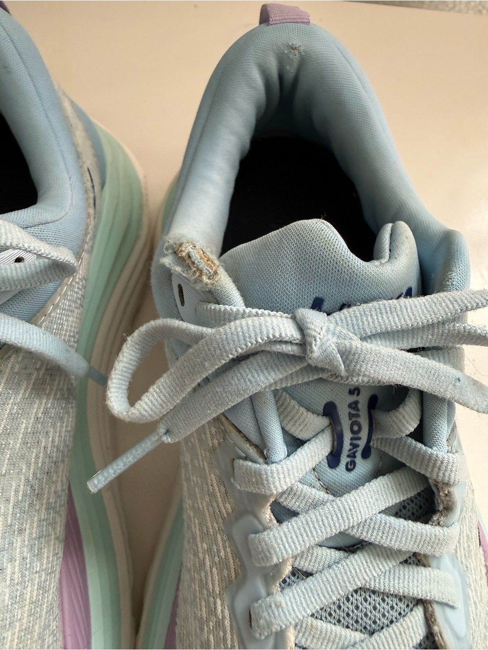 Hoka Gaviota 5 women size 8 Light Blue Running Sneakers with Mint & Purple - Picture 6 of 14